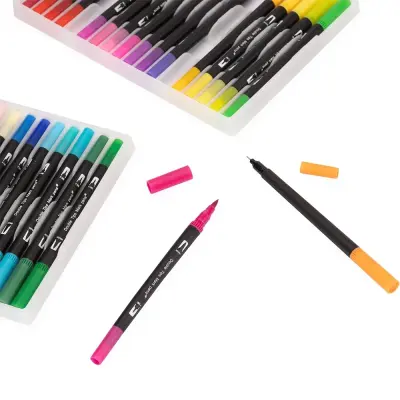 Kit Canetinhas Ponta Dupla 48 Cores personalizado
