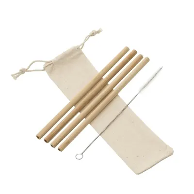 Kit Canudos de Bambu com Escova de Limpeza personalizado