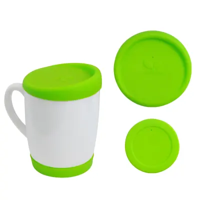 Kit Tampa e Base de Silicone para Canecas 300ml - Verde Neon personalizado