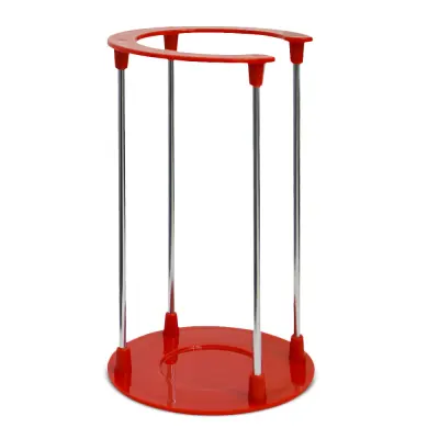 Torre Grande para Canecas com Haste de Metal e Base em Plástico Vermelho personalizado