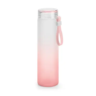 Garrafa de Vidro Jateado Degrade Rosa com Tampa Acrílica e Fita de Silicone - 450ml personalizado