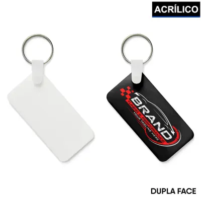 Chaveiro de Acrílico Branco Retangular 3x6cm - 1 Unidade personalizado