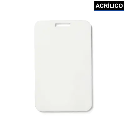 Crachá de Acrílico Branco Vertical 5x8,5cm - 01 Unidade personalizado
