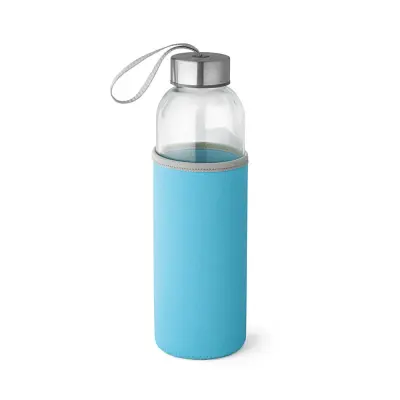 Garrafa de Vidro para uso de adesivo com Luva Térmica Azul Claro - 500ml personalizado