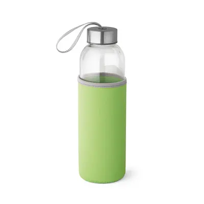 Garrafa de Vidro para uso de adesivo com Luva Térmica Verde - 500ml personalizado