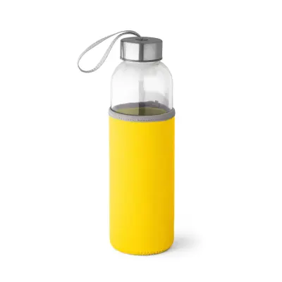 Garrafa de Vidro para uso de adesivo com Luva Térmica Amarela - 500ml personalizado