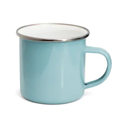 Caneca de Metal Azul Bebê com Borda Prata e Interior Branco - 325ml personalizado