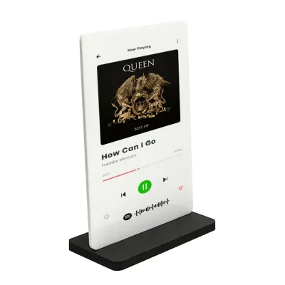 Spotify Acrílico Branco 10x15cm com Base de Mdf Preto 6mm personalizado