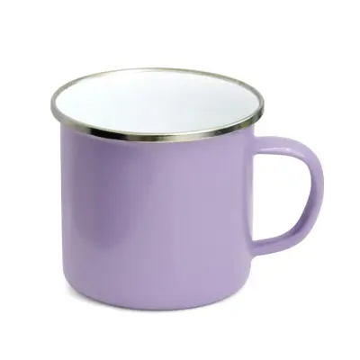 Caneca de Metal Lilás com Borda Prata e Interior Branco - 325ml personalizado