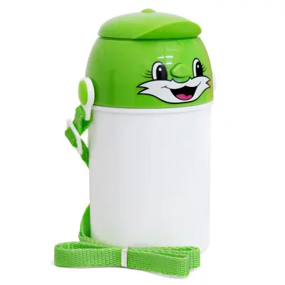 Squeeze de Polímero Branco com Tampa Rostinho e Botão de Abertura na Cor Verde - 400ml personalizado