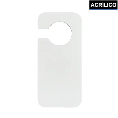 Aviso de Porta de Acrílico Branco 20x9cm personalizado