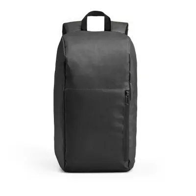 Mochila de Poliéster com Bolso Frontal na Cor Preta - 24x40x115cm personalizado