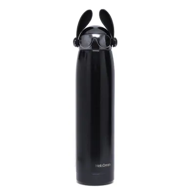 Garrafa Térmica Tampa Cachorrinho com Parede Dupla Preta - 320ml personalizado