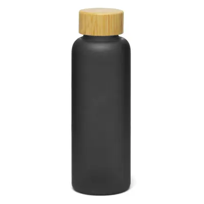 Garrafa de Vidro Jateado Fumê com Tampa de Bambu - 500ml personalizado