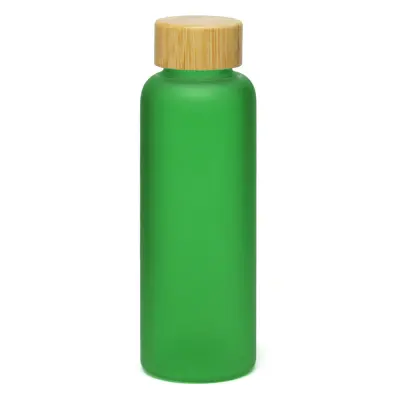 Garrafa de Vidro Jateado Verde com Tampa de Bambu - 500ml personalizado