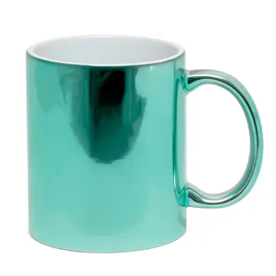 Caneca de Cerâmica Cromada Importada Verde Água personalizado