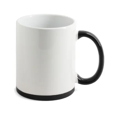 Caneca de Cerâmica Branca com Alça e Base Preta - 325ml personalizado