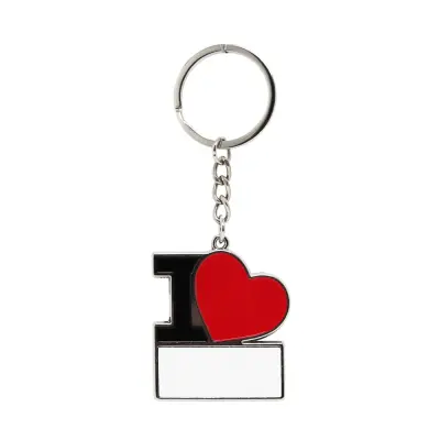 Chaveiro Cromado Formato I Love 4,2x4,6cm personalizado