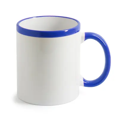 Caneca de Cerâmica Branca com Alça e Colarinho Azul - 1 unidade personalizado