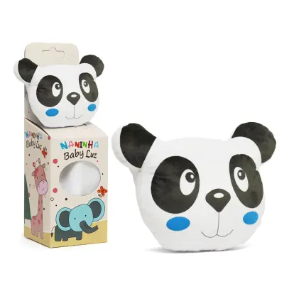 Kit Naninha de Plush com Almofada - Panda Azul personalizado