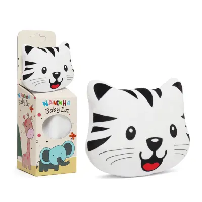 Kit Naninha de Plush com Almofada - Tigre Branco personalizado