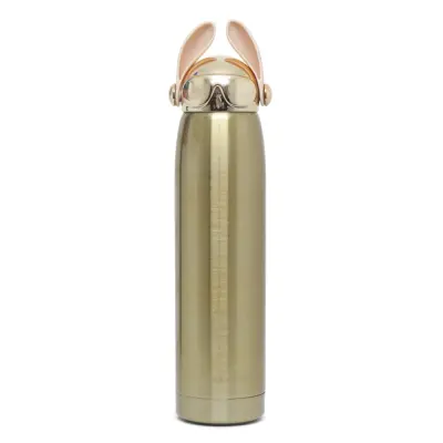 Garrafa Térmica Tampa Cachorrinho com Parede Dupla Dourada - 320ml personalizado