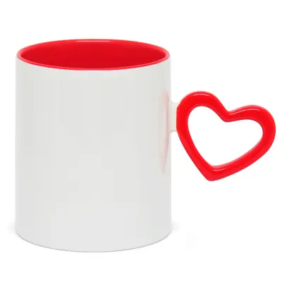 Caneca Branca com Alça e Interior Coração Vermelha - 325ml personalizado