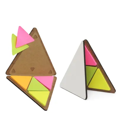 Bloco de Folhas Adesivas Coloridas e Capa em MDF Texturizado (11,5cm) - 100 Folhas personalizado
