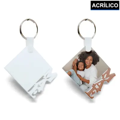 Chaveiro de Acrílico Branco Mãe 5x5cm - 1 Unidade personalizado