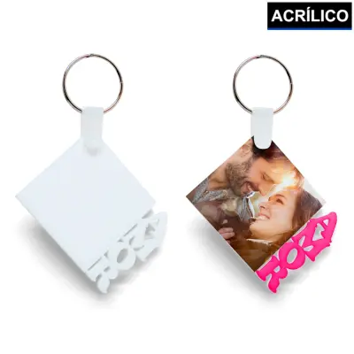 Chaveiro de Acrílico Branco Amor 5x5cm - 1 Unidade personalizado