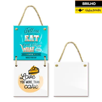 Azulejo de Cerâmica Branco 15x15cm com Corda e 2 Furos personalizado