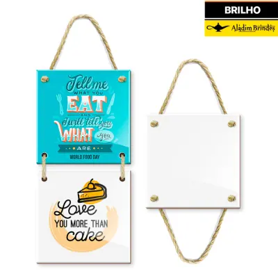 Azulejo de Cerâmica Branco 15x15cm com Corda e 4 Furos personalizado