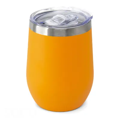 Copo Térmico Aço Inox com Tampa Acrílica Laranja Fosco - 350ml personalizado