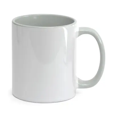 Caneca de Cerâmica Branca com Alça e Interior Cinza - 325ml personalizado