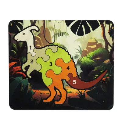 Quebra-cabeça em MDF Resinado Brilho Formato Dino Parasaurolophus N4 - 17x15cm personalizado
