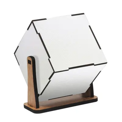 Porta Retrato Cubo Giratório em MDF Resinado Brilho para 6 Fotos - 10x10cm personalizado