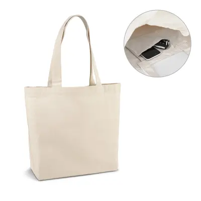 Sacola em Algodão Canvas para Aplique (280g/m²) com Bolso Interno e Alça Longa - 45x38x10cm personalizado