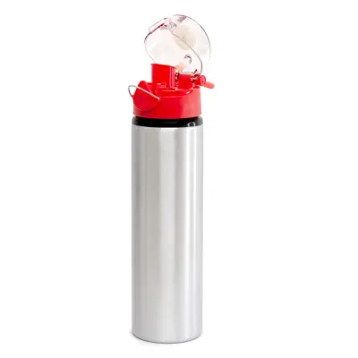 Squeeze de Alumínio Prata Big Mouth com Tampa Vermelha e Acrílico Transparente - 750ml personalizado