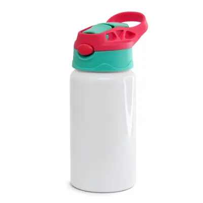 Squeeze de Alumínio Branco Infantil com Bico Automático Tampa Vermelha e Verde - 500ml personalizado