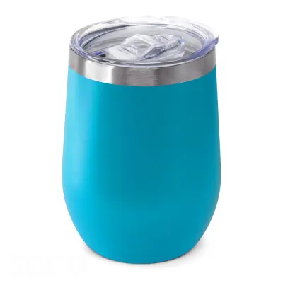 Copo Térmico Aço Inox com Tampa Acrílica Azul Claro Fosco - 350ml personalizado