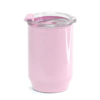 Copo De Plástico com Tampa Cristal na Cor Rosa - 400ml personalizado