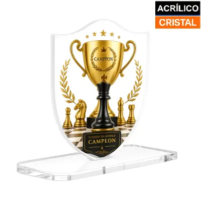 Troféu Acrílico Cristal 5mm - Brasão Arredondado 10x11cm personalizado