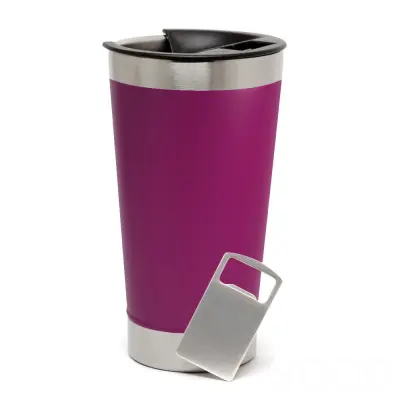 Copo Térmico de Aço Inox Pink Fosco com Tampa e Abridor - 473ml personalizado