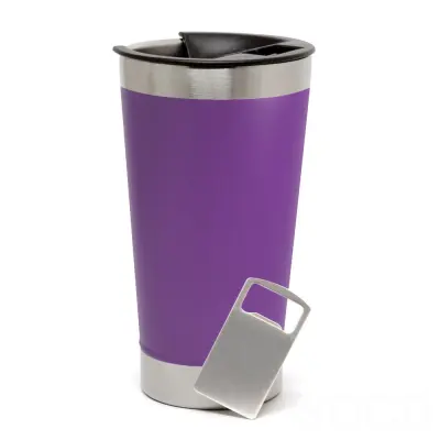 Copo Térmico de Aço Inox Roxo Fosco com Tampa e Abridor - 473ml personalizado