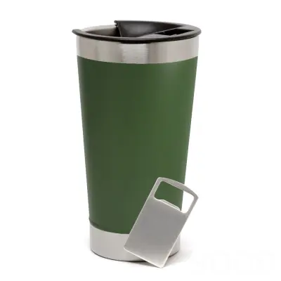Copo Térmico de Aço Inox Verde Fosco com Tampa e Abridor - 473ml personalizado