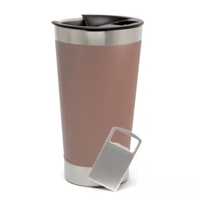 Copo Térmico de Aço Inox Rose Fosco com Tampa e Abridor - 473ml personalizado
