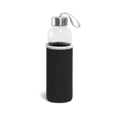 Garrafa de Vidro para uso de adesivo com Luva Térmica Preta - 500ml personalizado