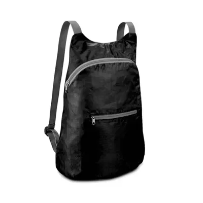 Mochila tipo Nylon Dobrável com Bolso Frontal Preta – 29,5x41,5x11cm personalizado