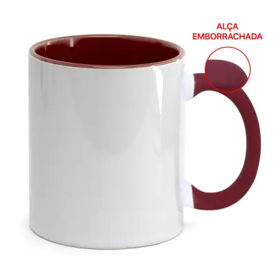 Caneca de Cerâmica Branca com Alça Soft e Interior Marrom personalizado