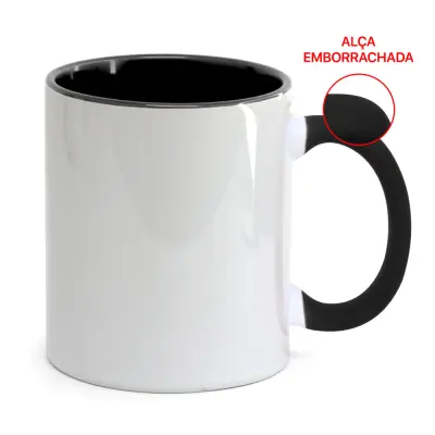 Caneca de Cerâmica Branca com Alça Soft e Interior Preta personalizado